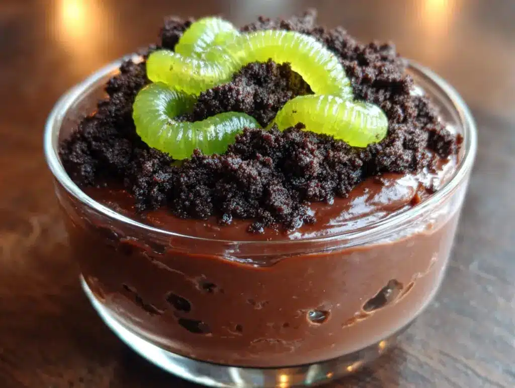 halloween dirt cups with gummy worms - featured image
