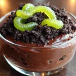 halloween dirt cups with gummy worms - featured image