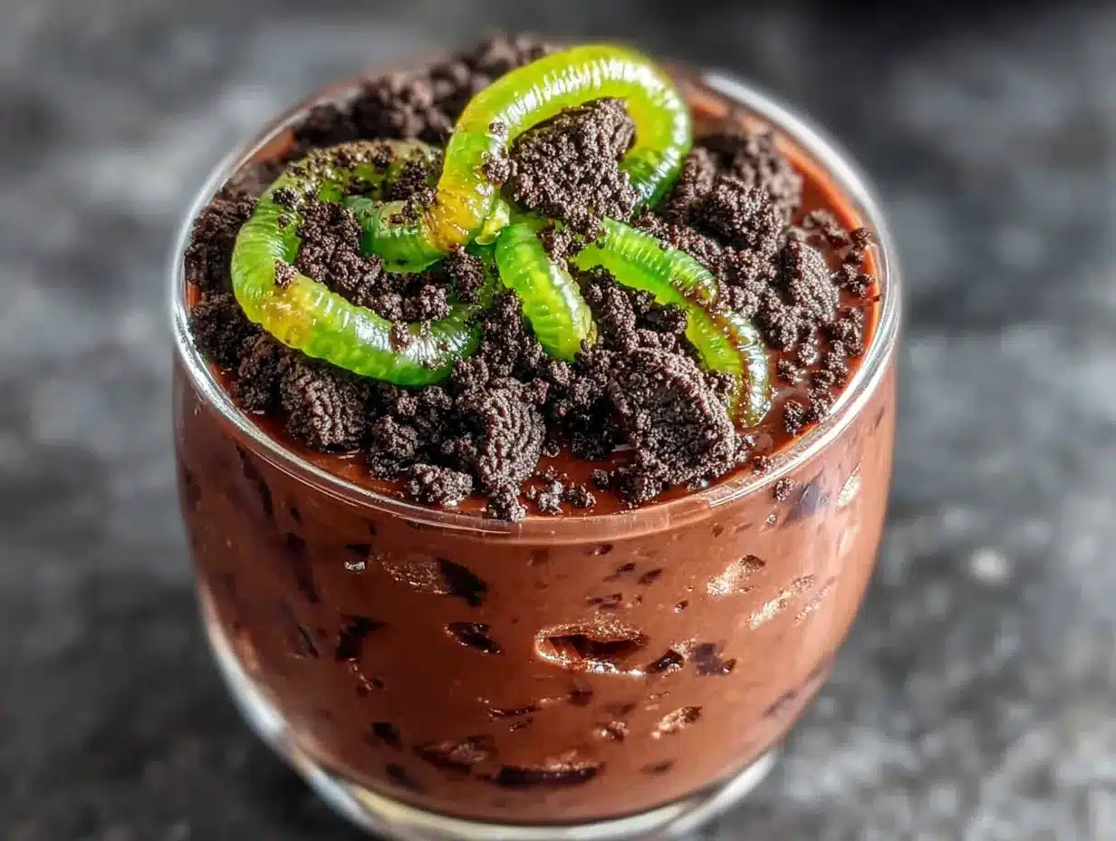 halloween dirt cups with gummy worms preparation steps