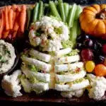 healthy halloween veggie tray skeleton - featured image