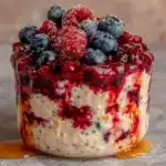high-fiber chia overnight oats with berries - featured image