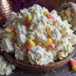 lighter white chocolate candy corn popcorn mix - featured image