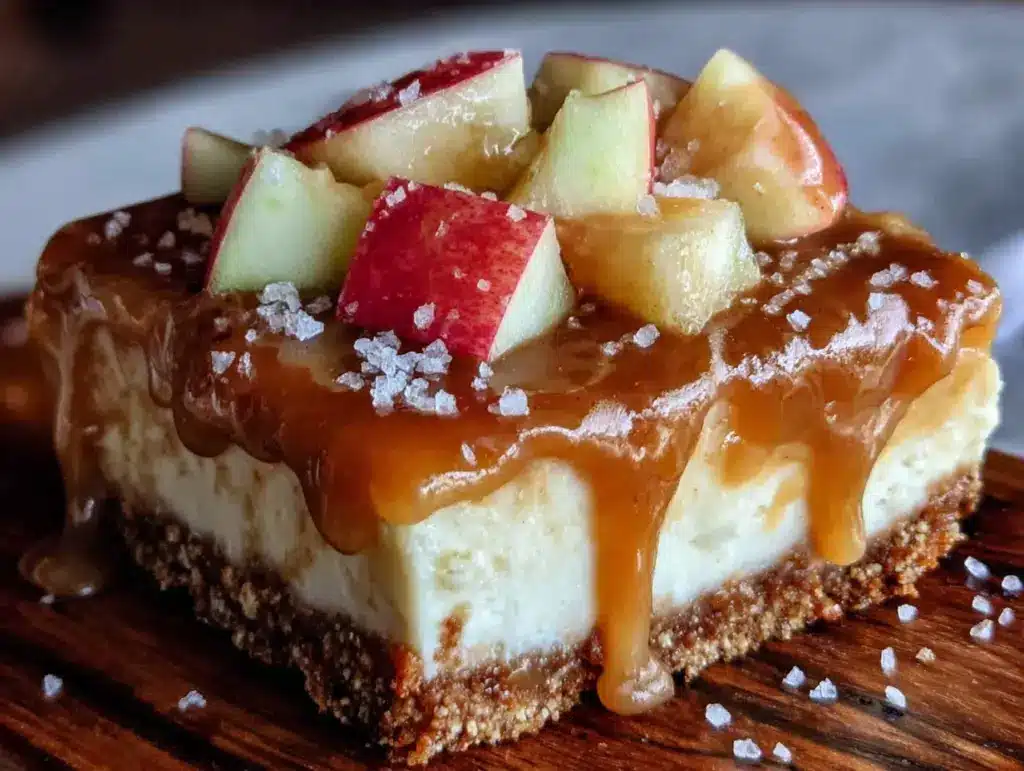 no-bake caramel apple cheesecake bars - featured image