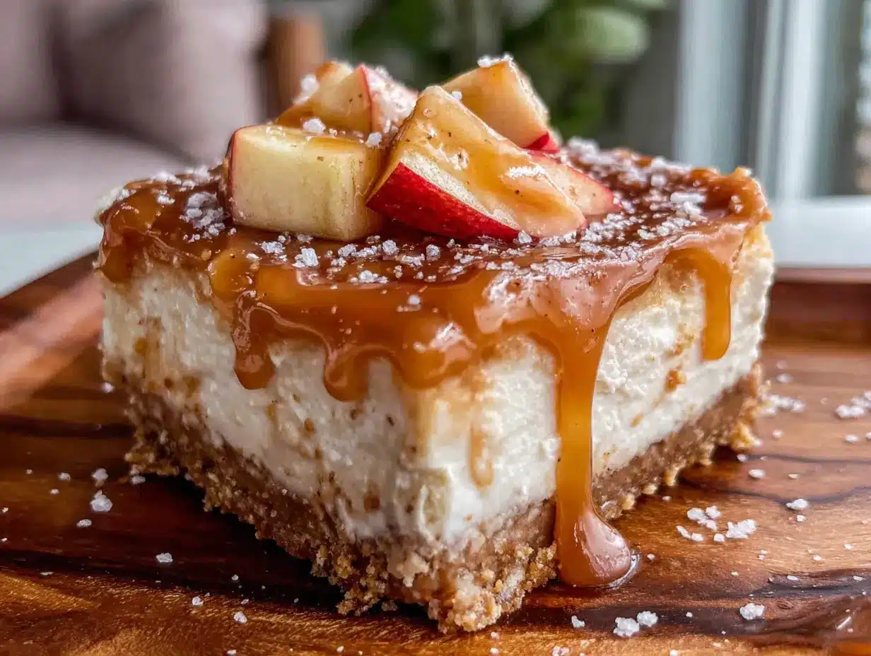 no-bake caramel apple cheesecake bars preparation steps
