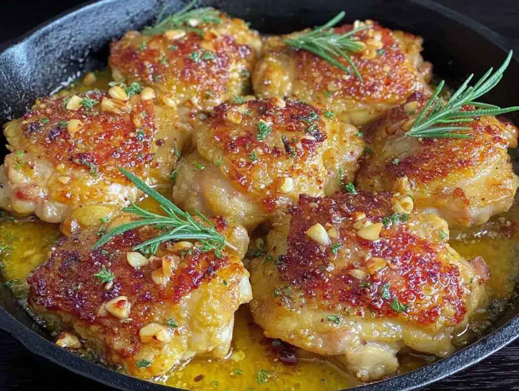 one-pan garlic butter chicken thighs - featured image