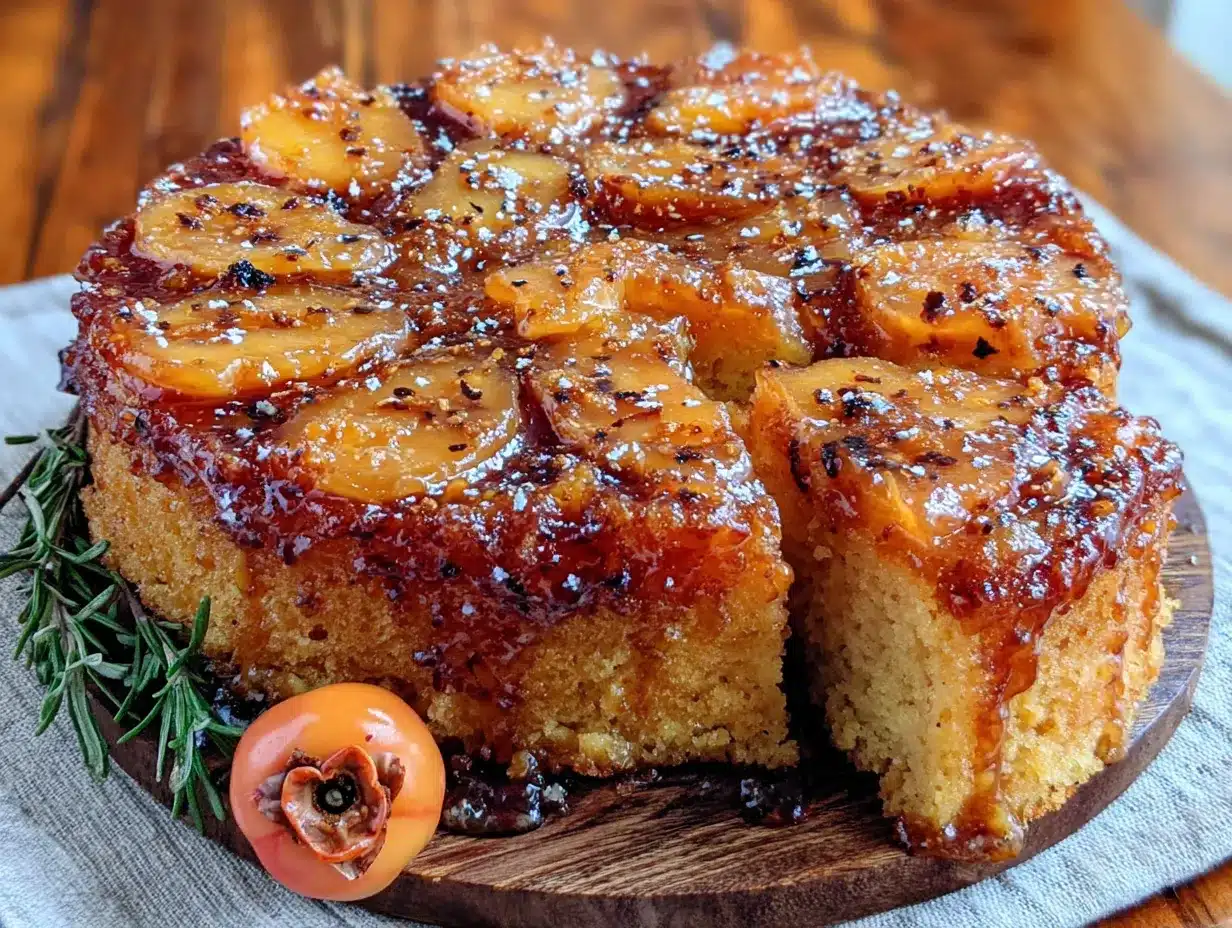 persimmon upside-down cake preparation steps