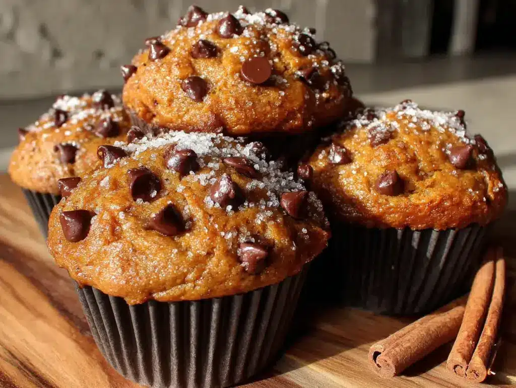 pumpkin chocolate chip muffins - featured image