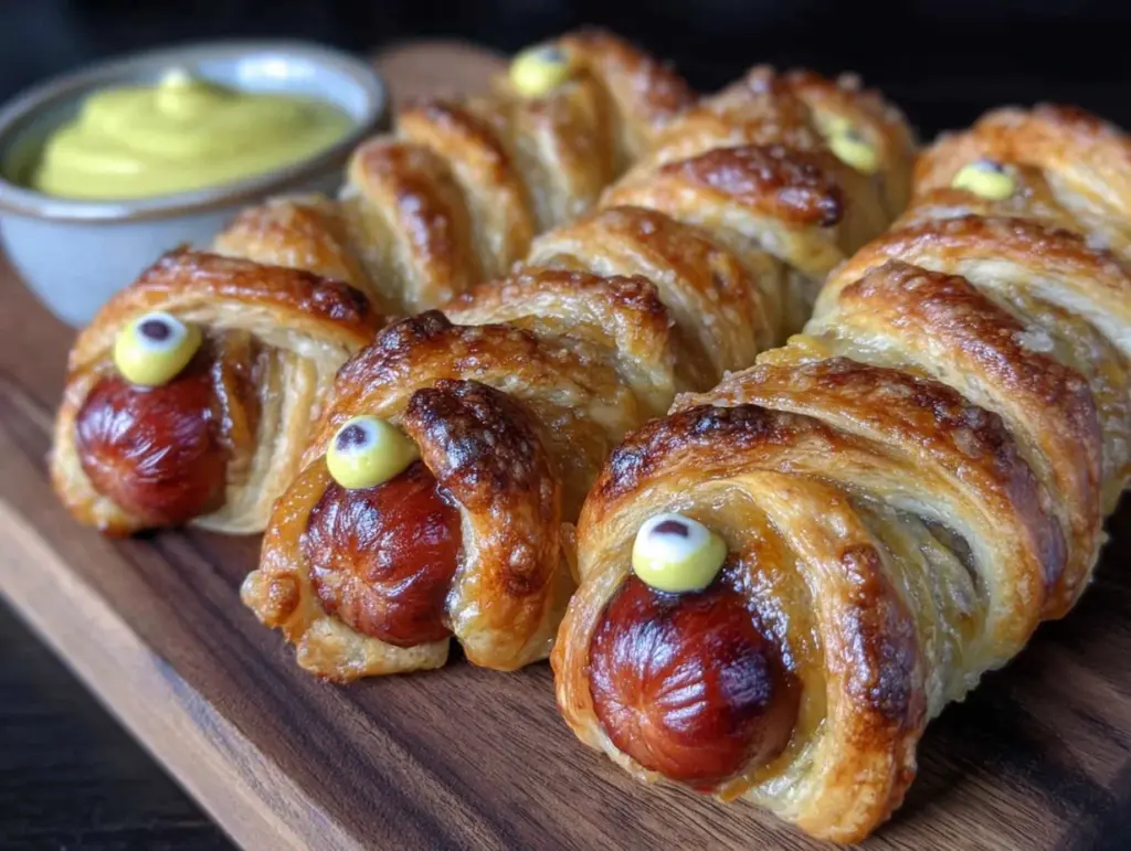 spooky mummy hot dogs - featured image