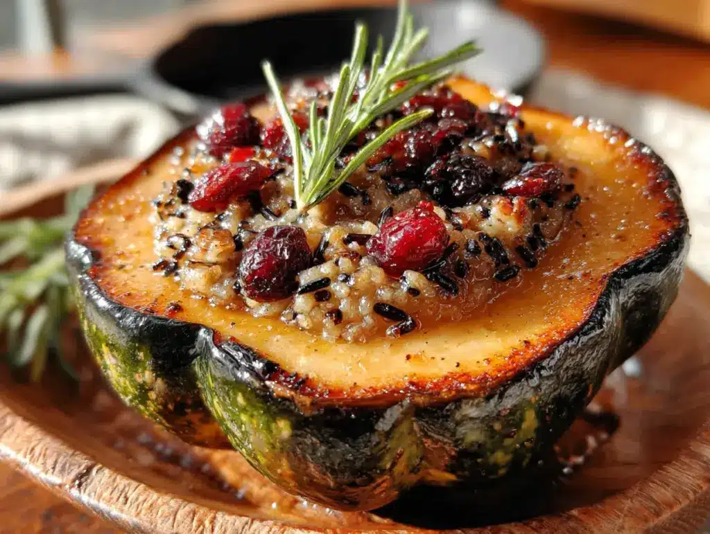 stuffed acorn squash with wild rice - featured image