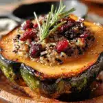 stuffed acorn squash with wild rice - featured image