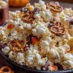 white chocolate halloween popcorn mix - featured image