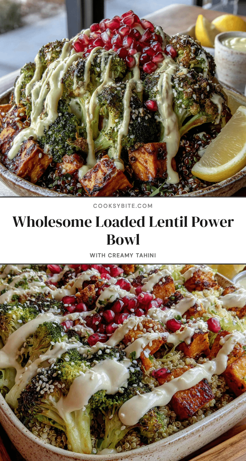 wholesome loaded lentil power bowl with creamy tahini recipe