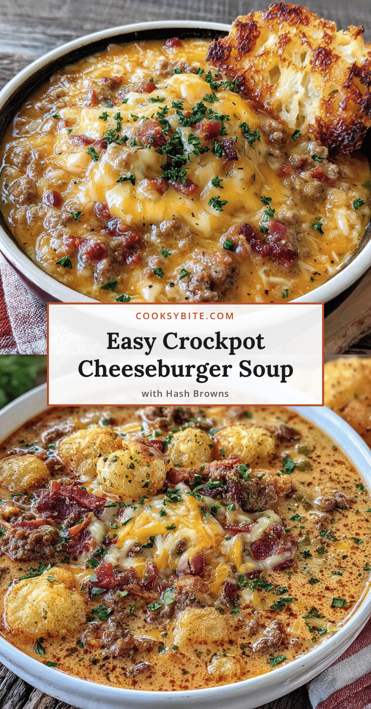 crockpot cheeseburger soup with hash browns recipe