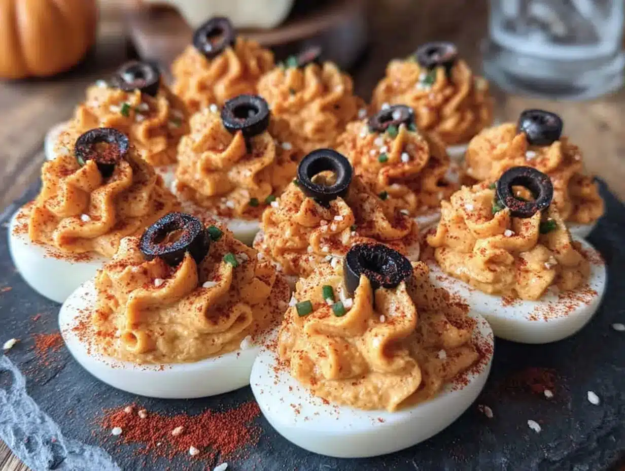 halloween deviled eggs preparation steps