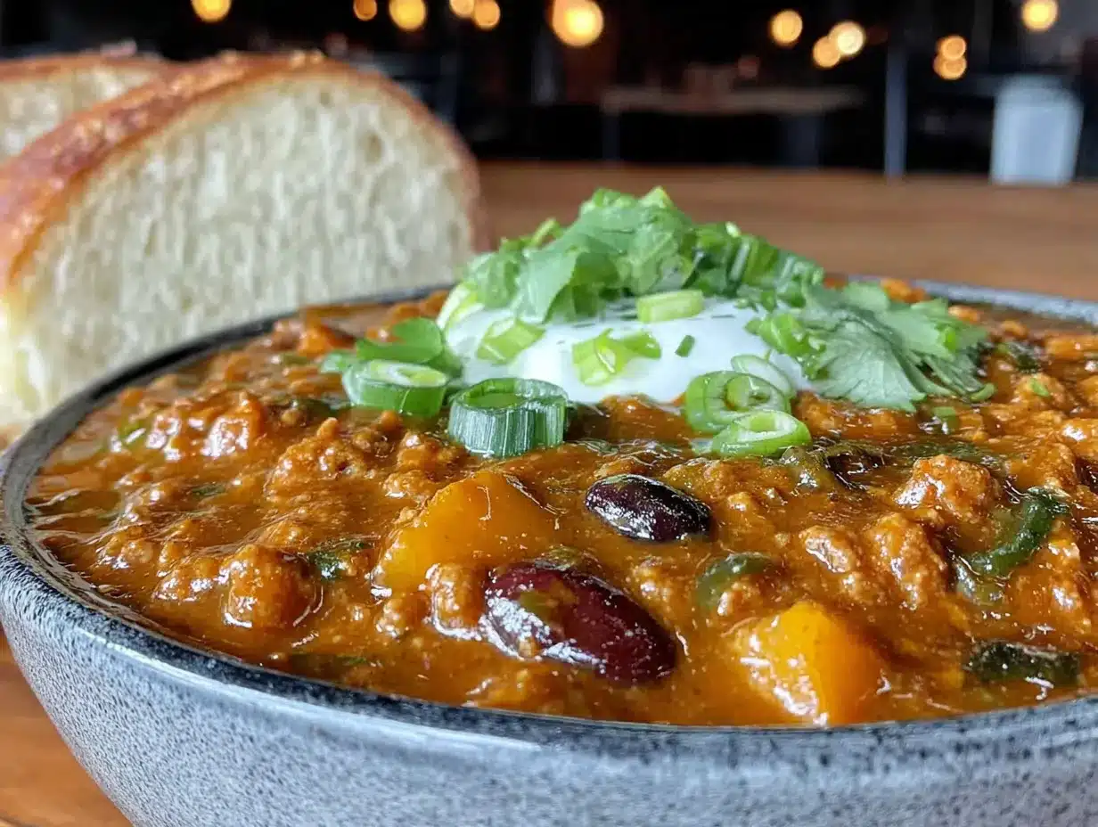healthy ground turkey pumpkin chili preparation steps