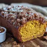 one bowl pumpkin bread with cinnamon streusel - featured image