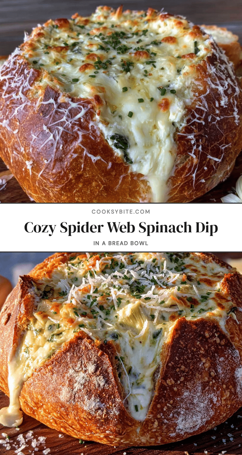 spider web spinach dip bread bowl recipe